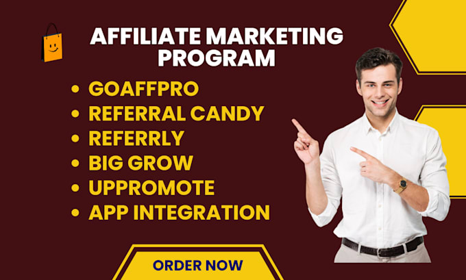 Gig Preview - Setup shopify affiliate program uppromote goaffpro bixgrow referral candy cj app