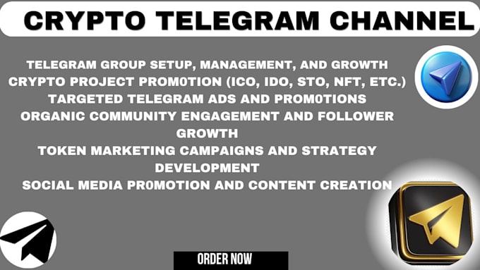 Gig Preview - Telegram promotion, crypto telegram, crypto promotion, telegram marketing