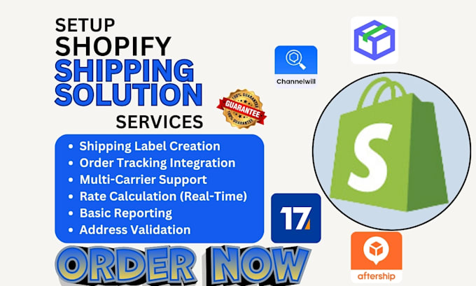 Gig Preview - Setup shopify shipping solution parcel panel aftership tracking3d 17track apps