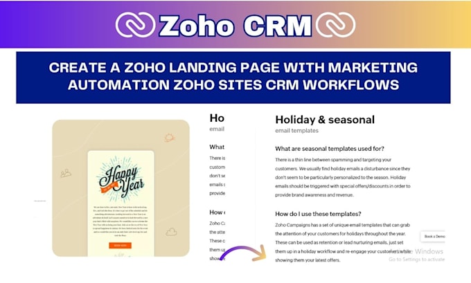 Gig Preview - Create a zoho landing page with marketing automation zoho sites CRM workflows