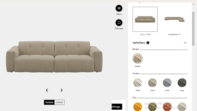 Gig Preview - Setup 2d 3d product configurator for furniture, watch on zakeke and kickflip