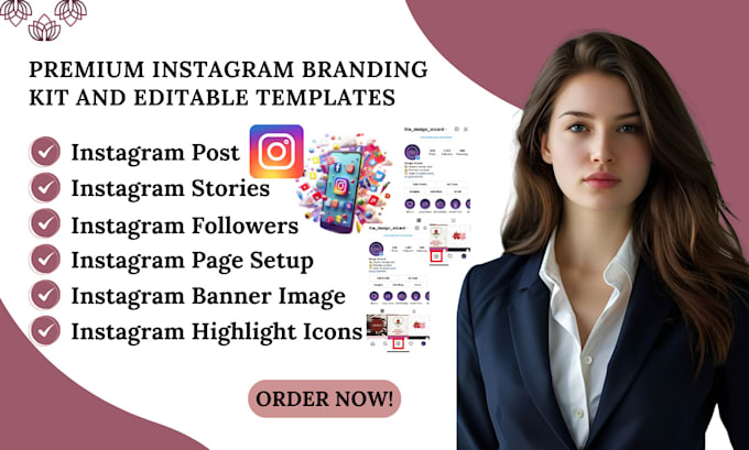 Gig Preview - Design an elegant instagram branding kit, instagram post, signature logo, banner