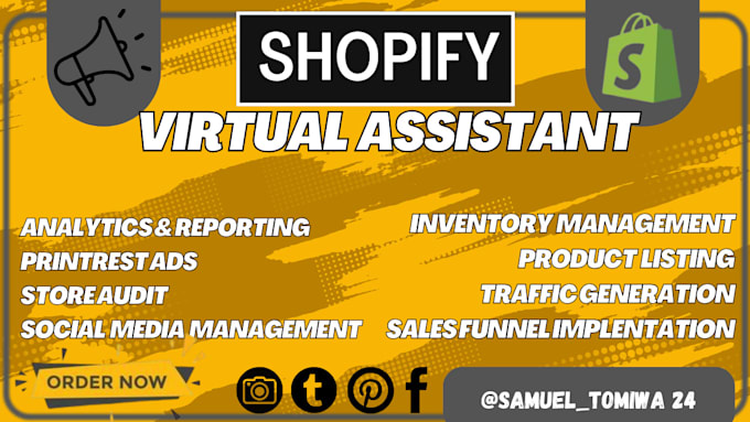 Gig Preview - Shopify virtual assistant shopify sales marketing manager website traffic expert