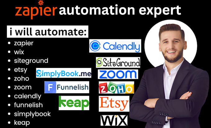 Gig Preview - Zapier wix siteground etsy zoho automate zoom calendly funnelish simplybook keap