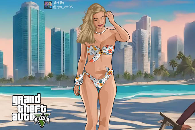 Gig Preview - Draw your amazing gta style cartoon portrait from your photo