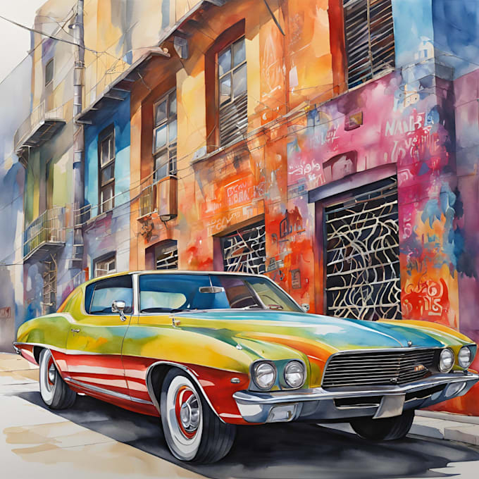 Gig Preview - Do a custom car watercolor portrait of your picture