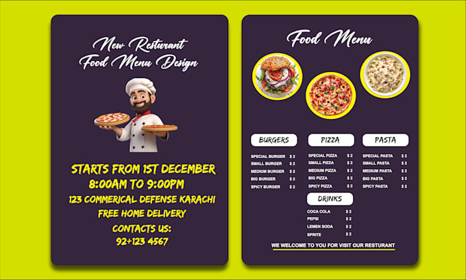 Gig Preview - Create a custom and professional menu design for restaurant