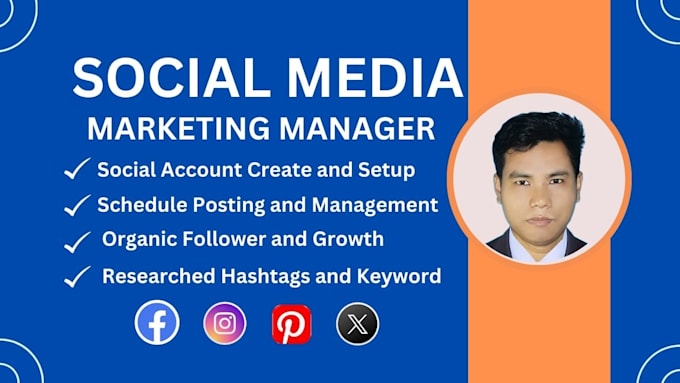 Gig Preview - Be  social media marketing manager, fakebook, instagram, pinterest marketing