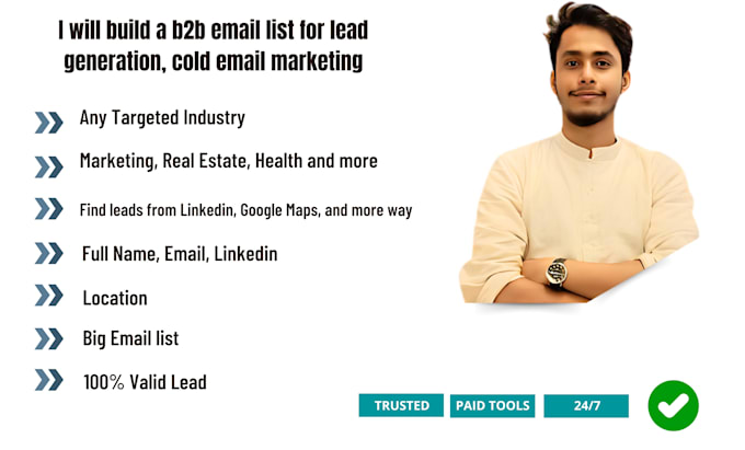 Gig Preview - Build a b2b email list for lead generation, cold email marketing