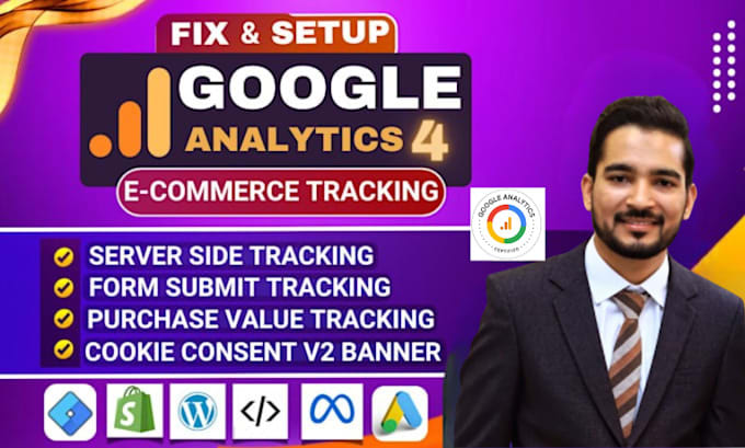 Gig Preview - Set up google analytics 4,conversion, ga4 ecommerce server side tracking