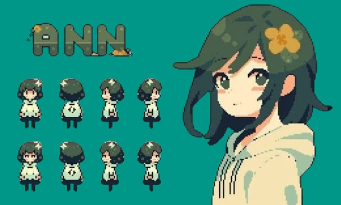 Gig Preview - Do game art, pixel art animation, sprite sheet, pixel art character, rpg maker