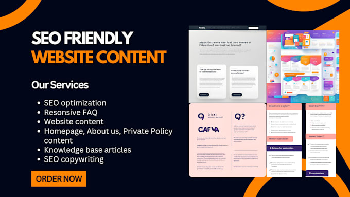 Gig Preview - Design seo friendly website content responsive faq landing page template