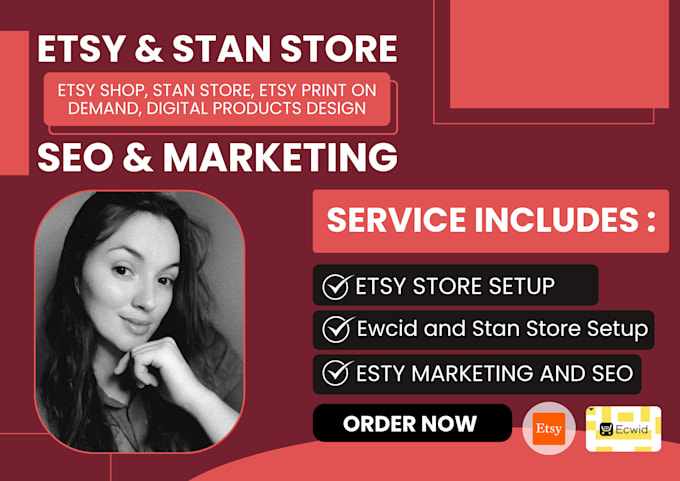 Gig Preview - Setup etsy store design etsy pod etsy digital product listing ecwid store SEO