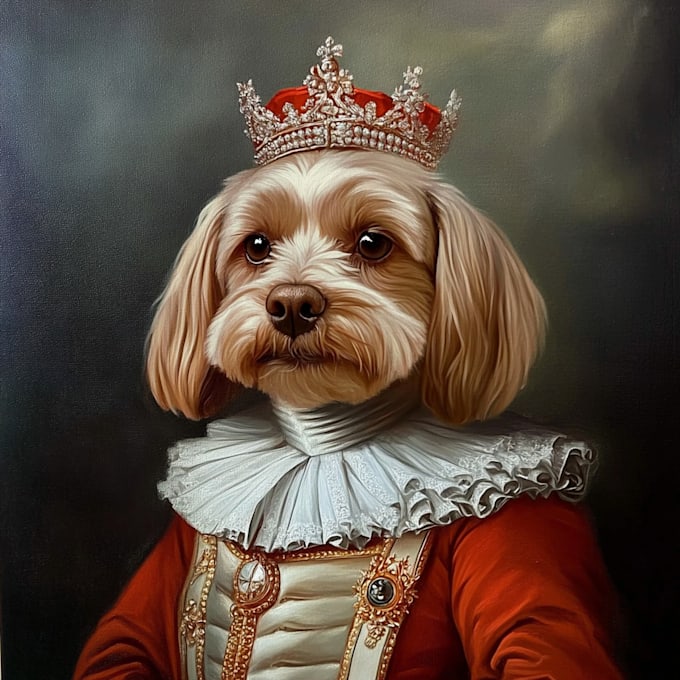 Gig Preview - Do a custom renaissance royal pet portrait to oil painting