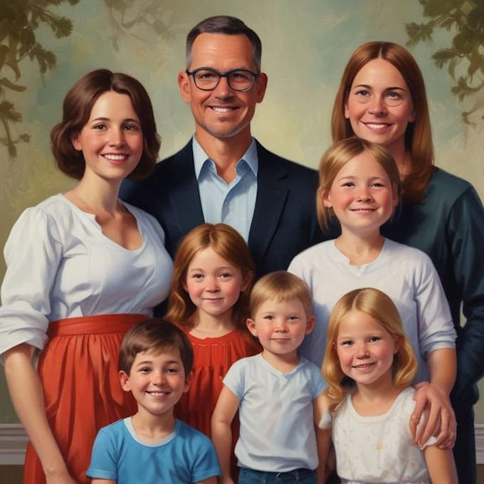 Gig Preview - Create amazing family portrait watercolor portrait