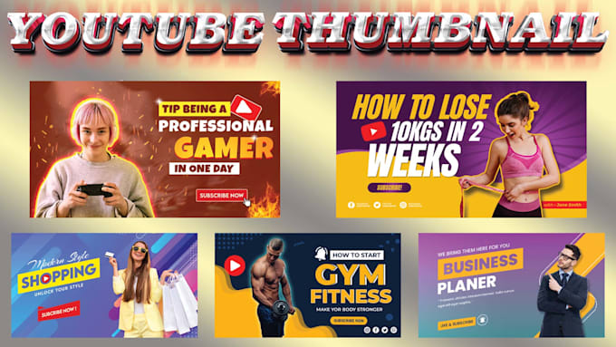 Gig Preview - Create amazing youtube thumbnail designs for you