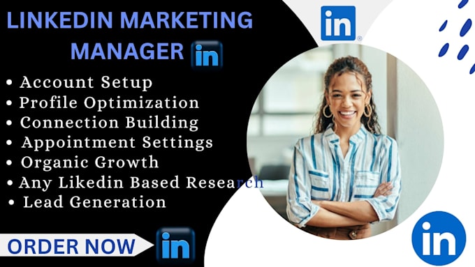 Gig Preview - Be your linkedin marketing manager and content creator