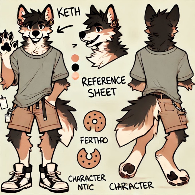 Gig Preview - Draw furry ref sheet illustration character vtuber model sheet oc anthro fursona