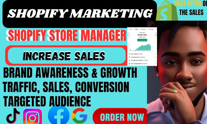 Gig Preview - Do ecommerce shopify marketing, boost shopify sales, shopify store manager