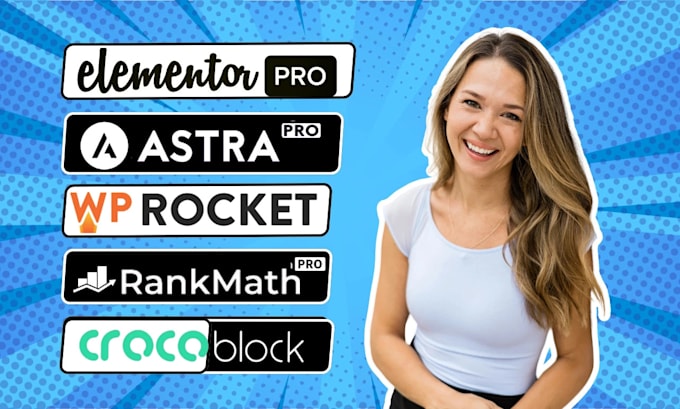 Gig Preview - Install wordpress with astra pro, yoast SEO, rank math, and wp rocket