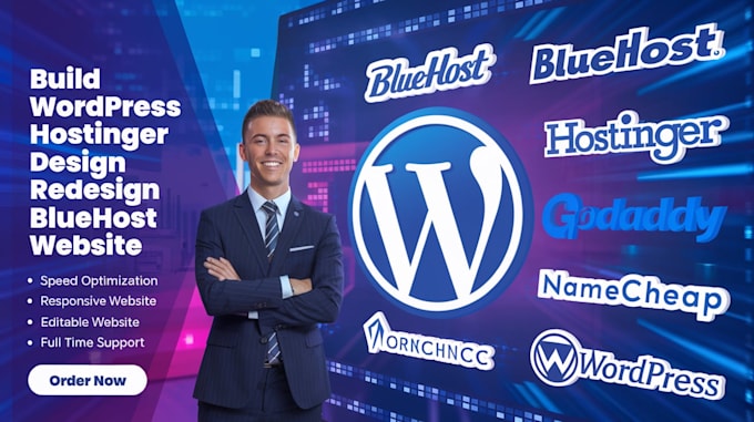 Gig Preview - Build wordpress hostinger website design redesign hostinger website bluehost