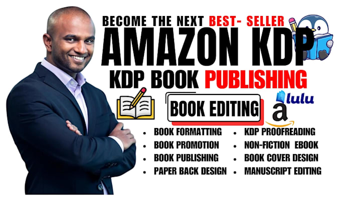 Gig Preview - Do amazon kdp book publishing ebook ghostwriter book writer formatting proofread