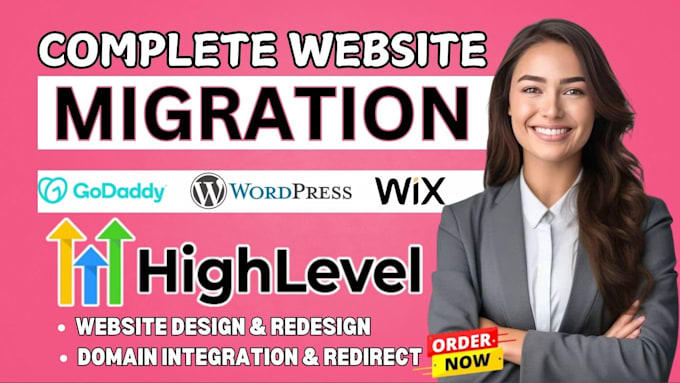 Gig Preview - Migrate, transfer, backup wordpress, wix, website to go high level with domain