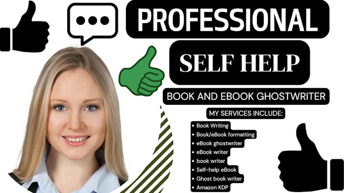 Gig Preview - Ghostwrite ebook writing for self help book as ebook ghostwriter,