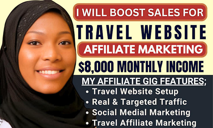 Gig Preview - Promote travel affiliate website, travel affiliate marketing for passive income