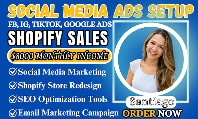 Gig Preview - Setup google ads, bing ads, fb ig tiktok ads to boost your shopify store sales