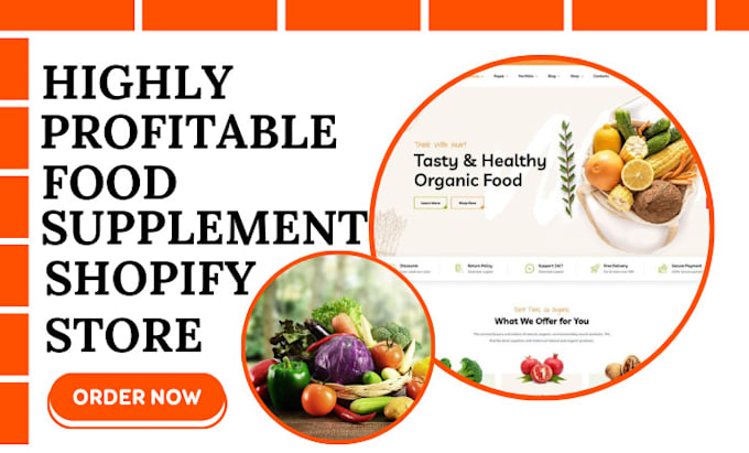 Gig Preview - Design supplement website food supplement shopify store food supplement website