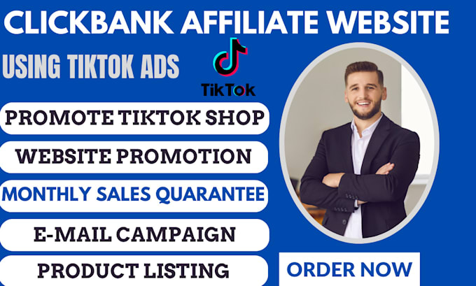 Gig Preview - Promote tiktok shop affiliate marketing clickbank affiliate website tiktok ads