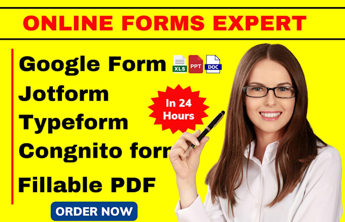 Gig Preview - Create jotform google form online survey quiz with in 24 hours