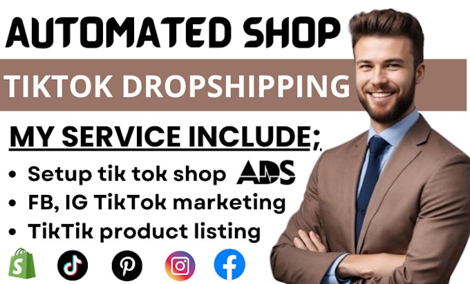 Gig Preview - Set up and manage shopify tik tok shop, tik tok dropshipping, tiktok ads, fb ads