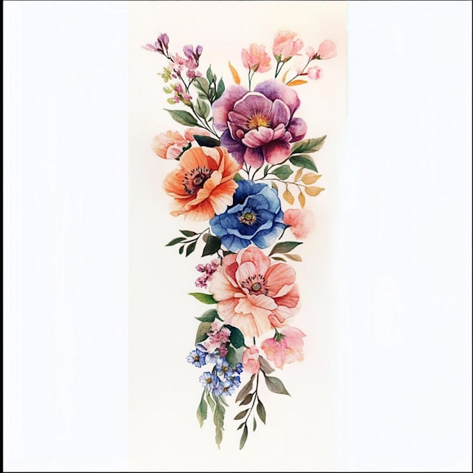 Gig Preview - Create a beautiful watercolor flowers tattoo design for you