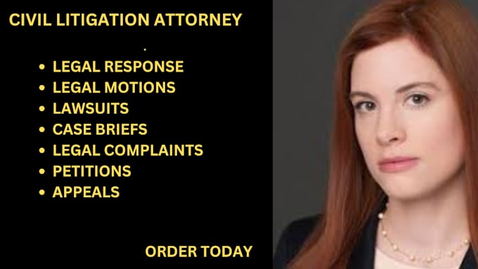 Gig Preview - Be your litigation lawyer to draft legal motions, pleadings, response, lawsuits