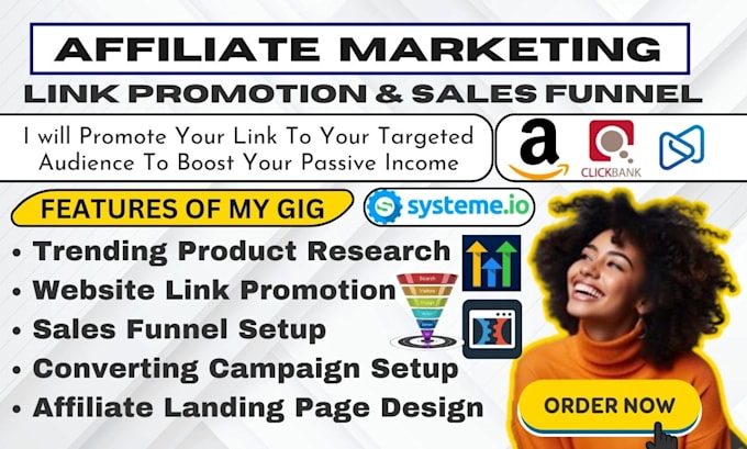 Gig Preview - Clickbank amazon affiliate marketing autopilot website refarral link promotion