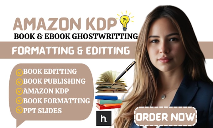 Gig Preview - Be ebook ghostwriter amazon kdp book publishing book formatting book editing