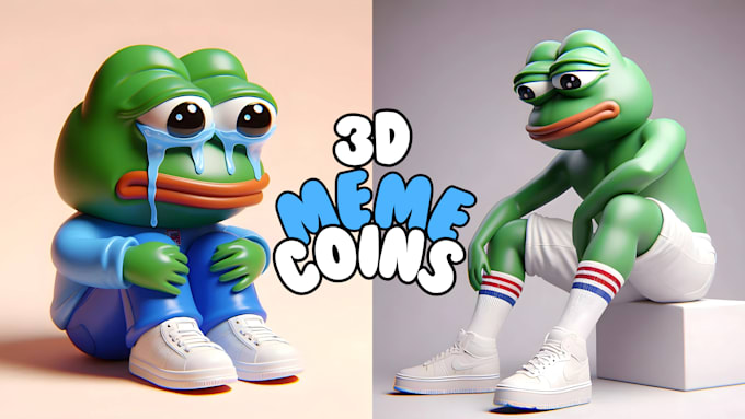 Gig Preview - Design custom 3d meme coin art for your website and social media