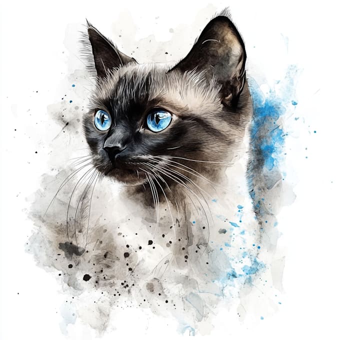 Gig Preview - Draw a watercolor portrait of your cat dog animal pet