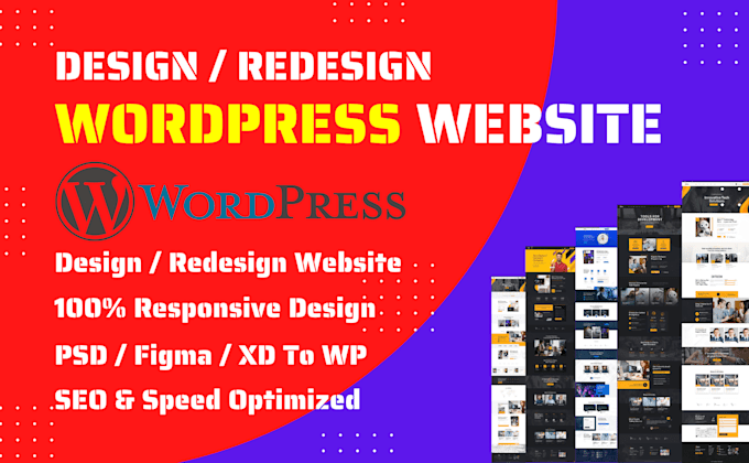 Gig Preview - Design, redesign wordpress website development, wordpress website developer