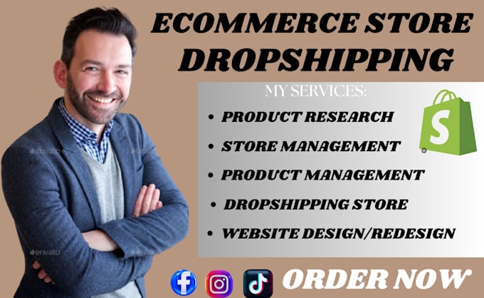 Gig Preview - Build ecommerce shopify store shopify ecommerce website dropshipping ecommerce