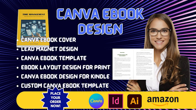 Gig Preview - Canva ebook design canva ebook layout and template lead magnet canva ebook cover