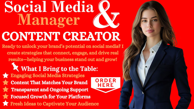 Gig Preview - Be your social media manager social media marketing manager social media set up