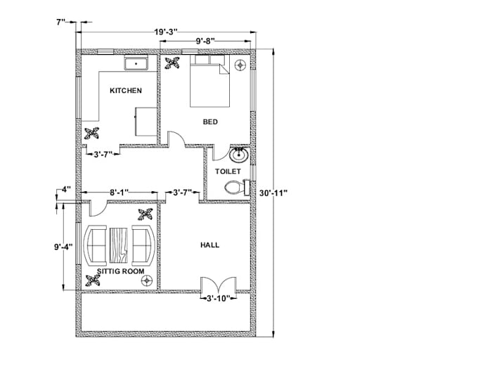 Gig Preview - Create architectural 2d floor plans in autocad