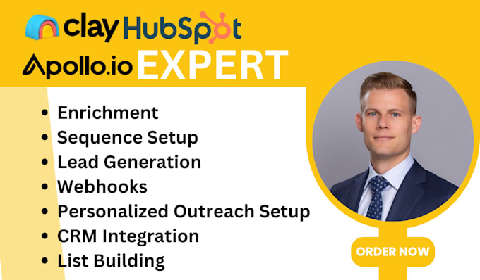 Gig Preview - Setup clay com workflow apollo io sequence hubspot automation