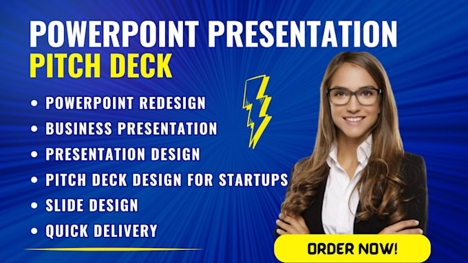 Gig Preview - Design, redesign powerpoint presentation pitch deck for business, slide design