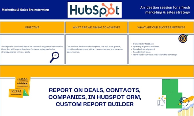 Gig Preview - Report on deals, contacts, companies, in hubspot crm, custom report builder