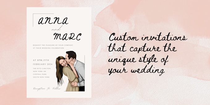 Gig Preview - Design your custom wedding invite with a personalized illustration