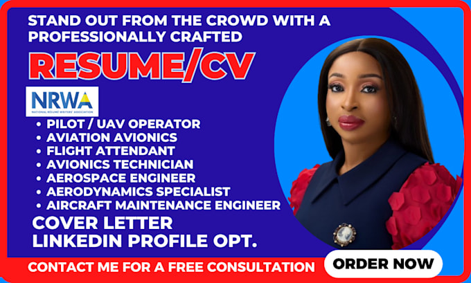 Gig Preview - Write aviation resume, aerospace engineer, avionics, flight attendant, pilot CV